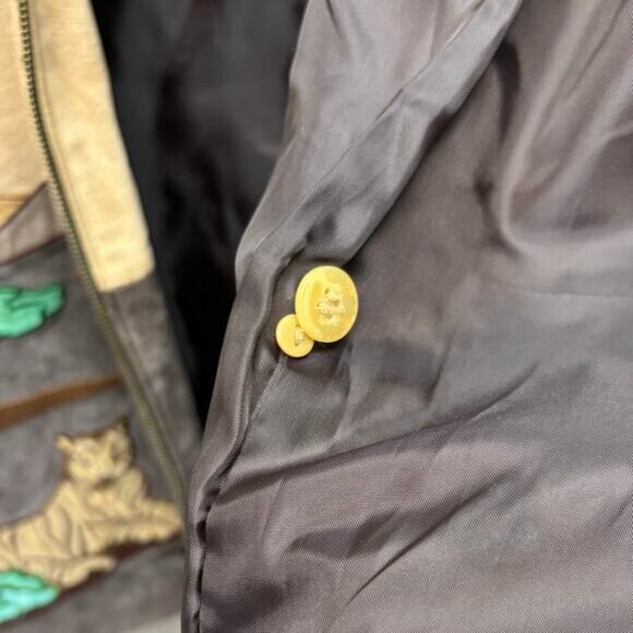 The Quacker Factory Safari Suede Leather Coat Brown Lined Zip Women's Size S - Picture 7 of 10